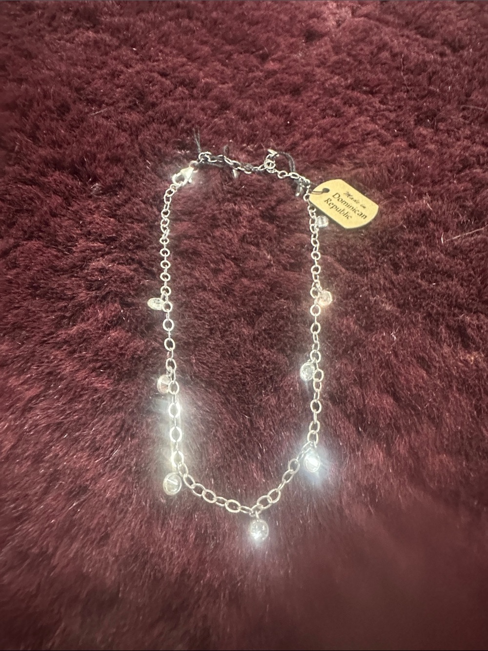 Sterling Silver Sparkle Drop Necklace - Silver